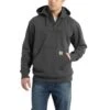 Carhartt Sweatshirts: Men's 100617 026 Carbon Heather Paxton Rain Defender Heavyweight Hooded Quarter-Zip Sweatshirt -Carhartt 100617 026
