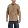 Carhartt Shirt Men's: 102538 253 Dark Khaki Long Sleeve Rugged Professional -Carhartt 102538253