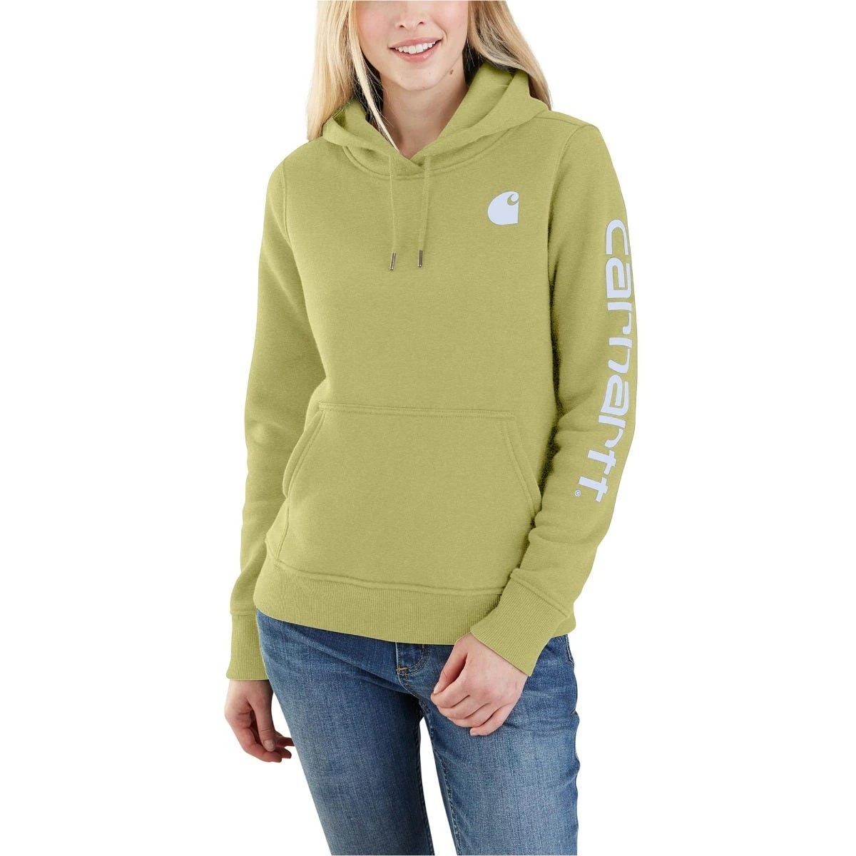 Carhartt Sweatshirts: Women's 102791 GB9 Green Olive Heather Graphic Clarksburg Pullover Hoodie 3 Carhartt Sweatshirts: Women's 102791 GB9 Green Olive Heather Graphic Clarksburg Pullover Hoodie