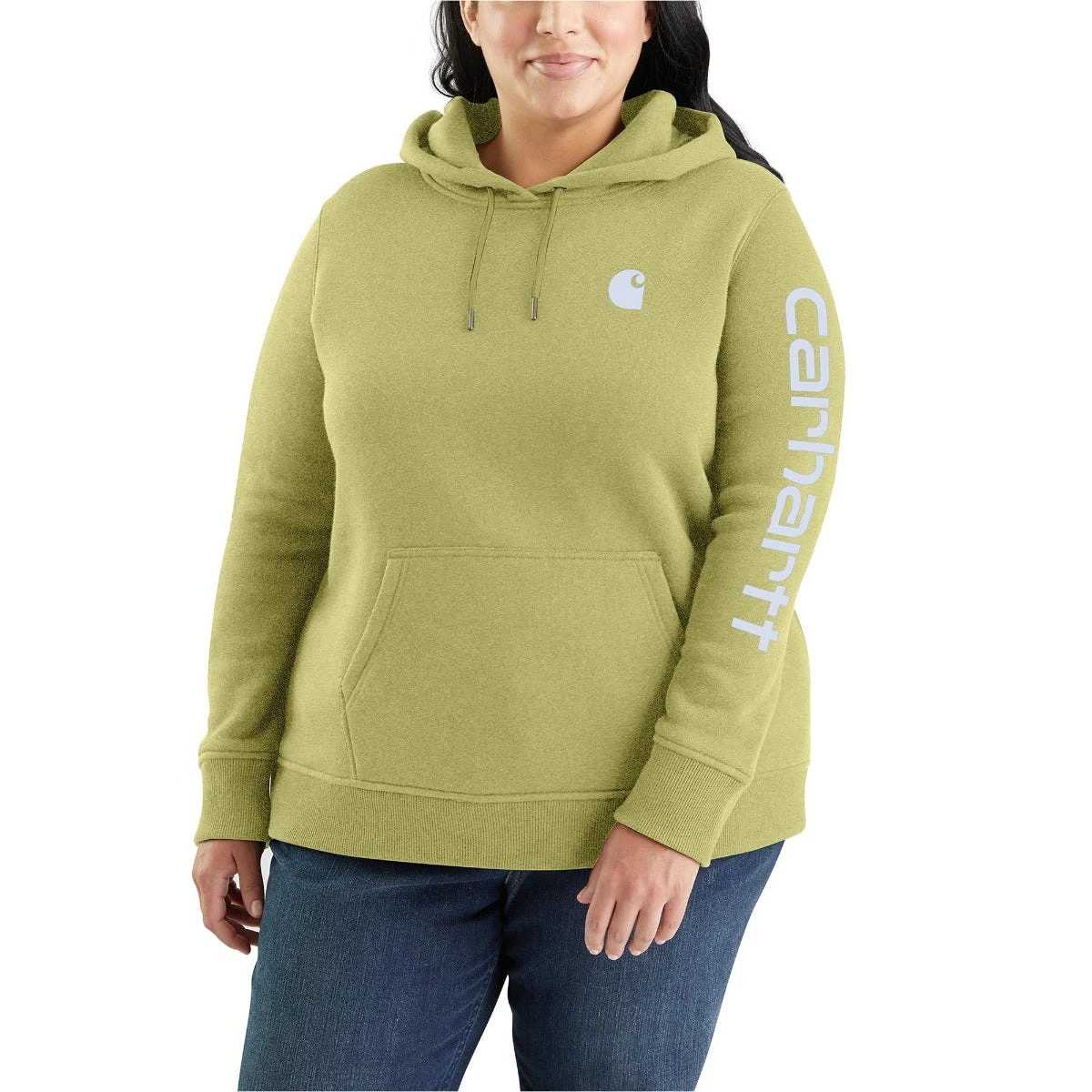 Carhartt Sweatshirts: Women's 102791 GB9 Green Olive Heather Graphic Clarksburg Pullover Hoodie 4 Carhartt Sweatshirts: Women's 102791 GB9 Green Olive Heather Graphic Clarksburg Pullover Hoodie - Image 2