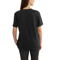 Carhartt Women's Shirt: WK87 103067 001 Black Short Sleeve Pocket Loose Fit Tshirt -Carhartt 103067001 avb