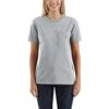 Carhartt Women's Shirt: WK87 103067 034 Heather Grey Short Sleeve Pocket Loose Fit Tshirt 1 Carhartt Women's Shirt: WK87 103067 034 Heather Grey Short Sleeve Pocket Loose Fit Tshirt -Carhartt 103067034