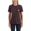 Carhartt Women's Shirt: WK87 103067 643 Deep Wine Short Sleeve Loose Fit Pocket Tshirt -Carhartt 103067643 wf18