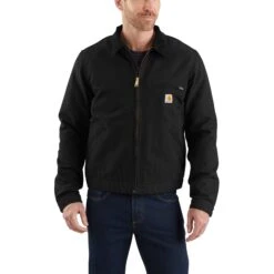 Carhartt Jackets: Men's 103828 BLK Black Blanket Lined Relaxed Fit Detroit Jacket -Carhartt 103828blk 1