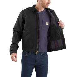 Carhartt Jackets: Men's 103828 BLK Black Blanket Lined Relaxed Fit Detroit Jacket -Carhartt 103828blk avl 1
