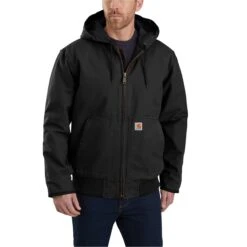 Carhartt Outterwear: Men's 104050 BLK Washed Duck Insulated Loose Fit Active Jacket -Carhartt 104050blk