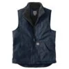 Carhartt Vest: Men's 104277 I26 Navy Washed Duck Sherpa Lined Mock Vest -Carhartt 104277 i26 mf22 e