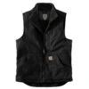 Carhartt Vest: Men's 104277 BLK Black Washed Duck Sherpa Lined Mock Vest 2 Carhartt Vest: Men's 104277 BLK Black Washed Duck Sherpa Lined Mock Vest -Carhartt 104277blk 1