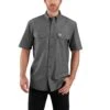 Carhartt Shirt: Men's 104369 BKC Black Chambray Midweight Short Sleeve Button Down Shirt -Carhartt 104369bkc