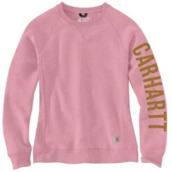 Carhartt Sweatshirts: Women's 104410 V48 Foxglove Heather Crewneck Relaxed Fit Graphic Sweatshirt -Carhartt 104410 v48 2edit