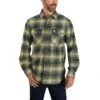 Carhartt Shirts: Men's 104449 G42 Winter Moss Relaxed Fit Flannel Plaid Shirt -Carhartt 104449g42