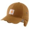 Carhartt Hats: Unisex 104880 BRN Brown Canvas Earflap Cap -Carhartt 104880 brn