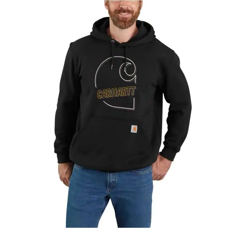 Carhartt Sweatshirts: Men's 105192 BLK Black Loose Fit Midweight Carhartt C Graphic Sweatshirt 3 Carhartt Sweatshirts: Men's 105192 BLK Black Loose Fit Midweight Carhartt C Graphic Sweatshirt