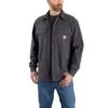 Carhartt Shirts: Men's 105419 029 Shadow Rugged Flex Canvas Fleece-Lined Shirt Jacket -Carhartt 105419 029 mf22 b