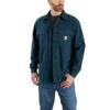 Carhartt Shirts: Men's 105419 H69 Night Blue Rugged Flex Canvas Fleece-Lined Shirt Jacket -Carhartt 105419 h69 mf22 b