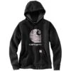 Carhartt Sweatshirts: Women's 105636 BLK Black Rain Defender Relaxed Fit “C” Logo Graphic Sweatshirt -Carhartt 105636 blk wf22 e