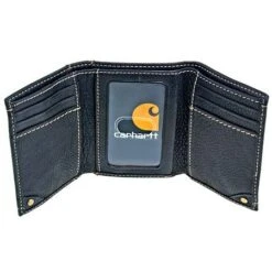 Carhartt Wallets: B000020900199 Black Pebble Leather Trifold Wallet -Carhartt 61 2200 30blk carharttop 01