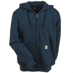 Carhartt Sweatshirts: Men's Navy Blue Water Repellent 100614 472 Zip Sweatshirt -Carhartt carhartt 100614 472 f 01