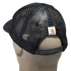 Carhartt Caps: Men's 101195 001 Black Cotton Canvas Mesh Back Dunmore Baseball Cap -Carhartt carhartt 101195 001 b 01