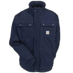 Carhartt Coats: Men's 102182 410 Dark Navy FR Quick Duck Coat -Carhartt carhartt 102182410 f 01