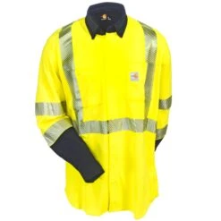 Carhartt Shirts: Force Hybrid FR High Vis 102843 323 Button Down Shirt -Carhartt carhartt 102843323 f 01