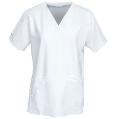 Carhartt Scrubs: Women's 12110 WHT White V-Neck Media Scrub Top -Carhartt carhartt c12110a wht f 01