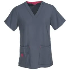 Carhartt Scrubs: Women's 12110 PEW Grey V-Neck Media Scrub Top -Carhartt carhartt c30109a pew f 01