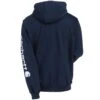 Carhartt Sweatshirts: Men's K288 472 New Navy Blue Midweight Hooded Logo Sweatshirt -Carhartt carhartt k288472 b 01