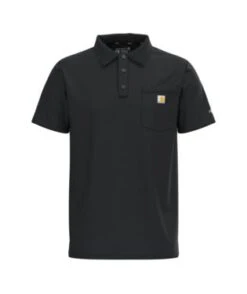 Carhartt Force Shirts: Men's 103569 001 Black Force Cotton Delmont Pocket Polo -Carhartt detail 103569 001 p 1