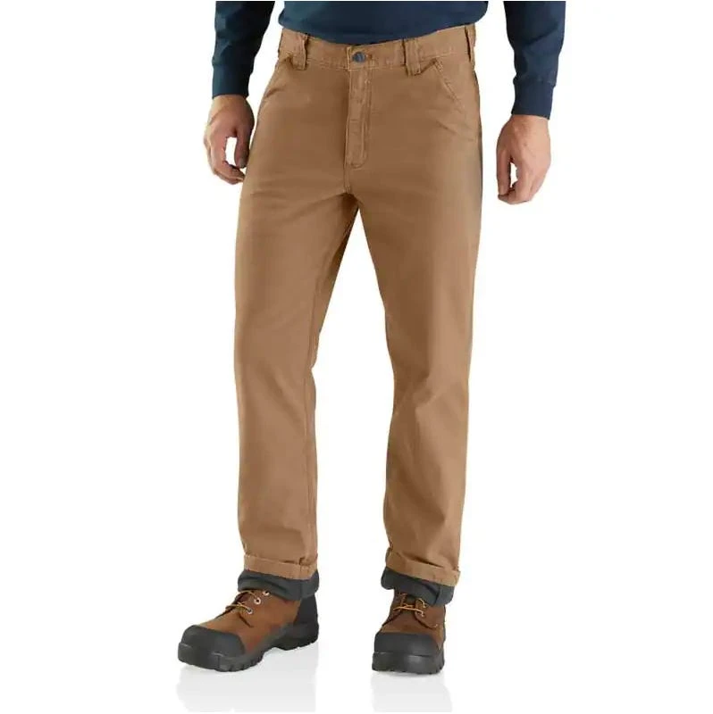 Carhartt Pants: Men's 103342 253 Dark Khaki Rugged Flex Relaxed Fit Canvas Flannel-Lined Utility Work Pant 3 Carhartt Pants: Men's 103342 253 Dark Khaki Rugged Flex Relaxed Fit Canvas Flannel-Lined Utility Work Pant