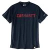 Carhartt Force Shirts: Men's 105203 I26 Navy Relaxed Fit Block Logo Graphic T-Shirt