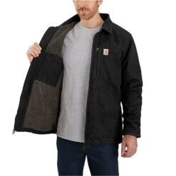 Carhartt Coats: Men's 104293 BLK Black Loose Fit Washed Duck Sherpa-Lined Coat -Carhartt download 2022 05 12t115944.775