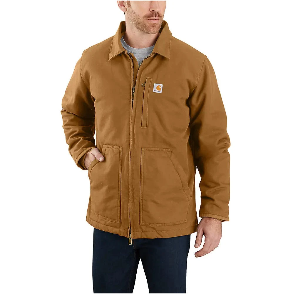 Carhartt Coats: Men's 104293 BRN Brown Loose Fit Washed Duck Sherpa-Lined Coat 3 Carhartt Coats: Men's 104293 BRN Brown Loose Fit Washed Duck Sherpa-Lined Coat