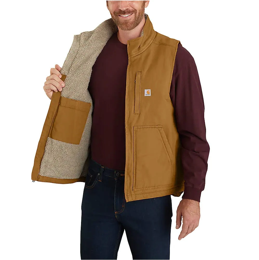 Carhartt Vest: Men's 104277 BRN Brown Washed Duck Sherpa Lined Mock Vest 5 Carhartt Vest: Men's 104277 BRN Brown Washed Duck Sherpa Lined Mock Vest - Image 3