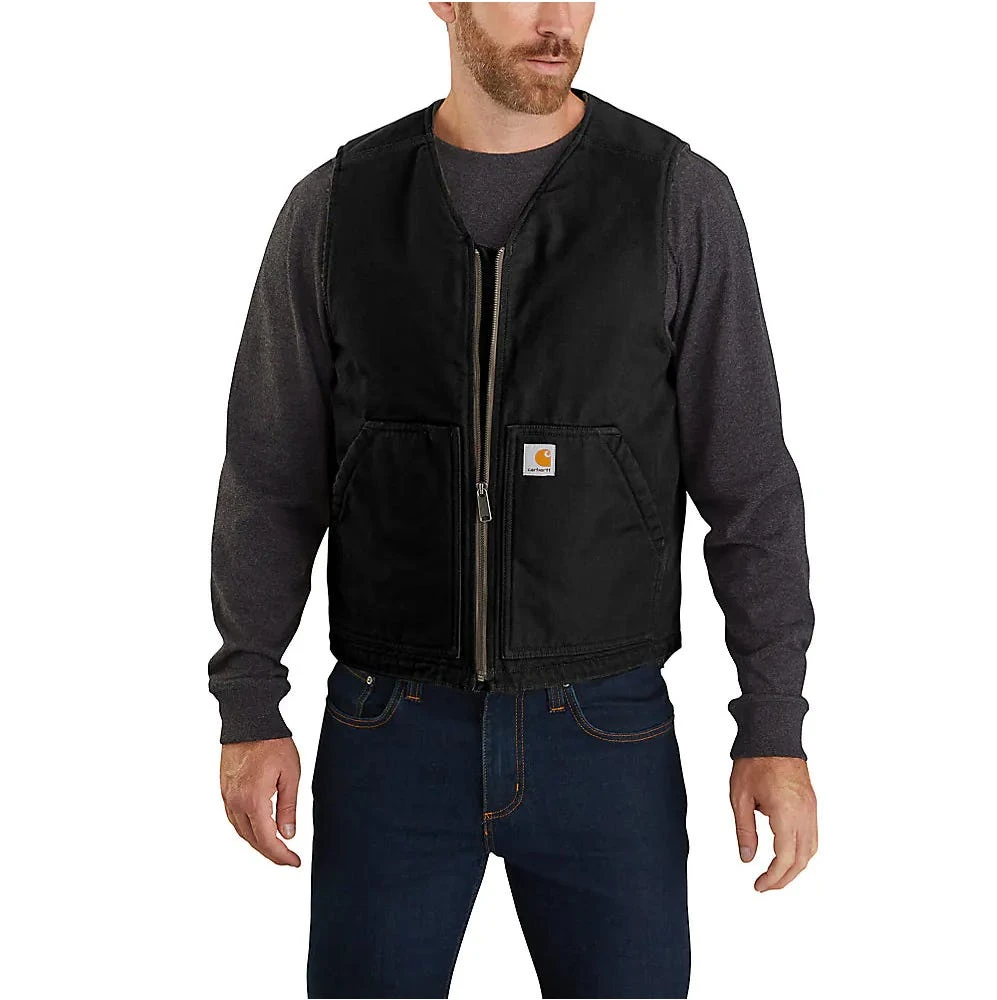 Carhartt Vests: Men's 104394 BLK Black Relaxed Fit Washed Duck Sherpa-Lined Vest 3 Carhartt Vests: Men's 104394 BLK Black Relaxed Fit Washed Duck Sherpa-Lined Vest
