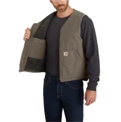 Carhartt Vests: Men's 104394 DWD Driftwood Relaxed Fit Washed Duck Sherpa-Lined Vest -Carhartt download 2022 05 12t161158.668