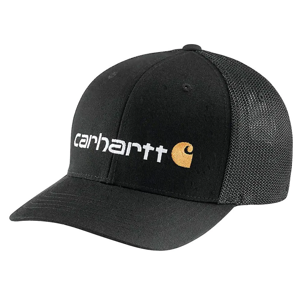 Carhartt Hats: 105353 N04 Black Rugged Flex Fitted Canvas Mesh-Back Logo Graphic Cap 3 Carhartt Hats: 105353 N04 Black Rugged Flex Fitted Canvas Mesh-Back Logo Graphic Cap