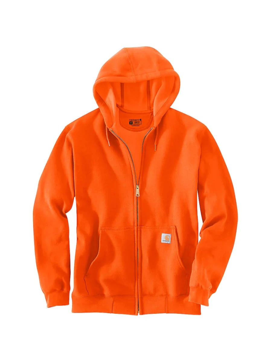 Carhartt Sweatshirts: Men's K122 BOG Brite Orange Midweight Hooded Front Zip Sweatshirt 3 Carhartt Sweatshirts: Men's K122 BOG Brite Orange Midweight Hooded Front Zip Sweatshirt