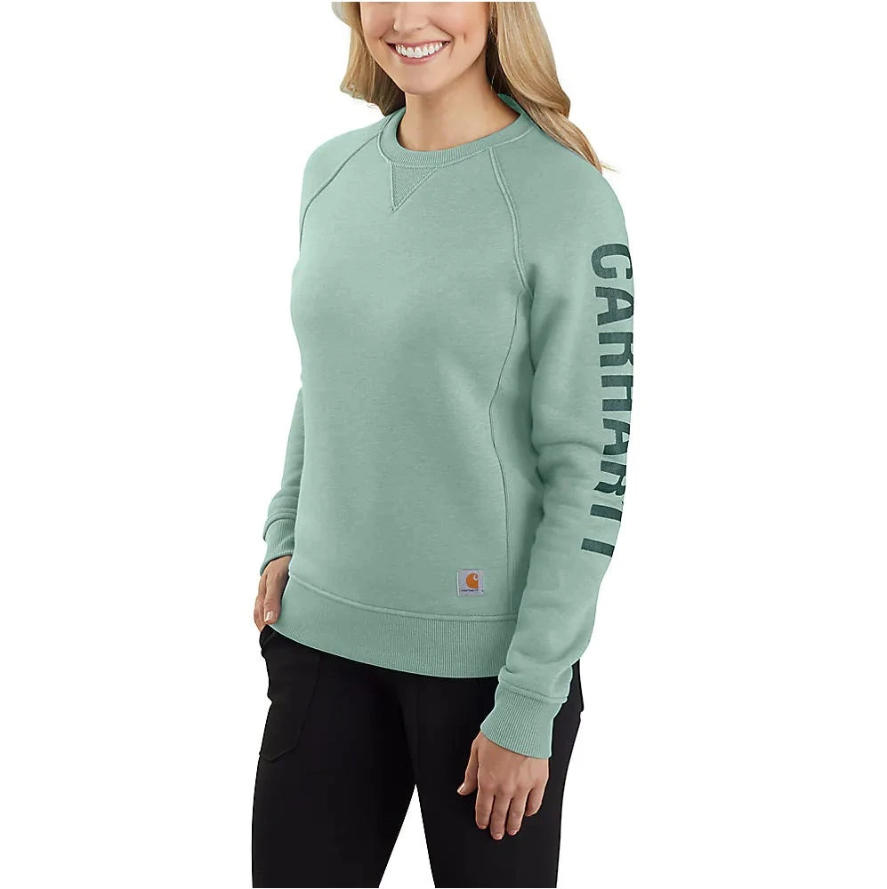 Carhartt Sweatshirts: Women's 104410 G86 Succulent Heather Crewneck Relaxed Fit Graphic Sweatshirt 3 Carhartt Sweatshirts: Women's 104410 G86 Succulent Heather Crewneck Relaxed Fit Graphic Sweatshirt