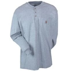 Carhartt Shirts: Men's Grey Long Sleeve K128 HGY Cotton Knit Henley Shirt 7 Carhartt Shirts: Men's Grey Long Sleeve K128 HGY Cotton Knit Henley Shirt -Carhartt image 71974