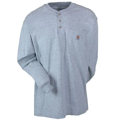 Carhartt Shirts: Men's Grey Long Sleeve K128 HGY Cotton Knit Henley Shirt 5 Carhartt Shirts: Men's Grey Long Sleeve K128 HGY Cotton Knit Henley Shirt - Image 3