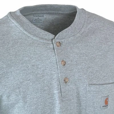 Carhartt Shirts: Men's Grey Long Sleeve K128 HGY Cotton Knit Henley Shirt 4 Carhartt Shirts: Men's Grey Long Sleeve K128 HGY Cotton Knit Henley Shirt - Image 2