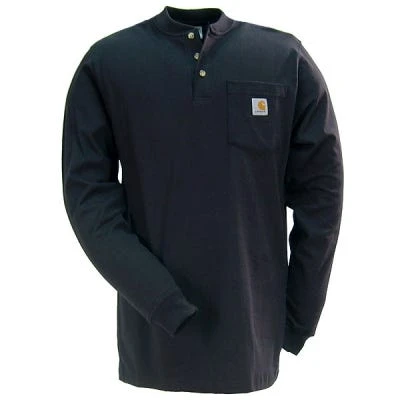 Carhartt Shirts: Men's Black K128 BLK Long Sleeve Workwear Henley Shirt 4 Carhartt Shirts: Men's Black K128 BLK Long Sleeve Workwear Henley Shirt - Image 2