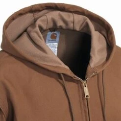 Carhartt Jackets: Men's J131 BRN Brown Duck USA-Made Hooded Jacket -Carhartt image 90476