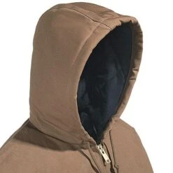 Carhartt Jackets: Men's J140 BRN Brown Flannel Lined USA Made Hooded Active Jacket -Carhartt j140brn carhartth 01