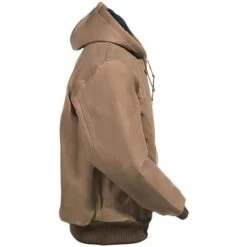 Carhartt Jackets: Men's J140 BRN Brown Flannel Lined USA Made Hooded Active Jacket -Carhartt j140brn carharttr 01