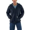 Carhartt Sweatshirts: Men's K122 472 Navy Midweight Hooded Front Zip Sweatshirt -Carhartt k122472