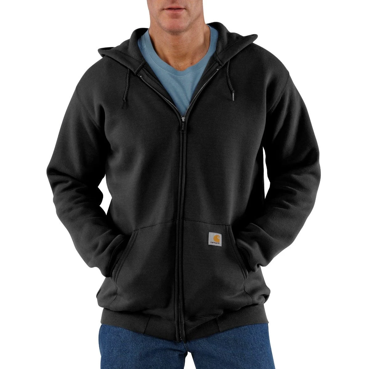 Carhartt Sweatshirts: Men's K122 BLK Black Midweight Hooded Front Zip Sweatshirt 3 Carhartt Sweatshirts: Men's K122 BLK Black Midweight Hooded Front Zip Sweatshirt
