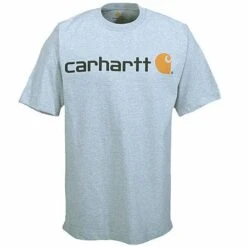 Carhartt Shirts: Men's Grey K195 HGY Cotton Jersey Logo Tee Shirt -Carhartt k195hgy carharttf 01 1