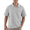 Carhartt Shirts: Men's K570 HGY Heather Grey Pocket Short Sleeve Polo -Carhartt k570 hgy